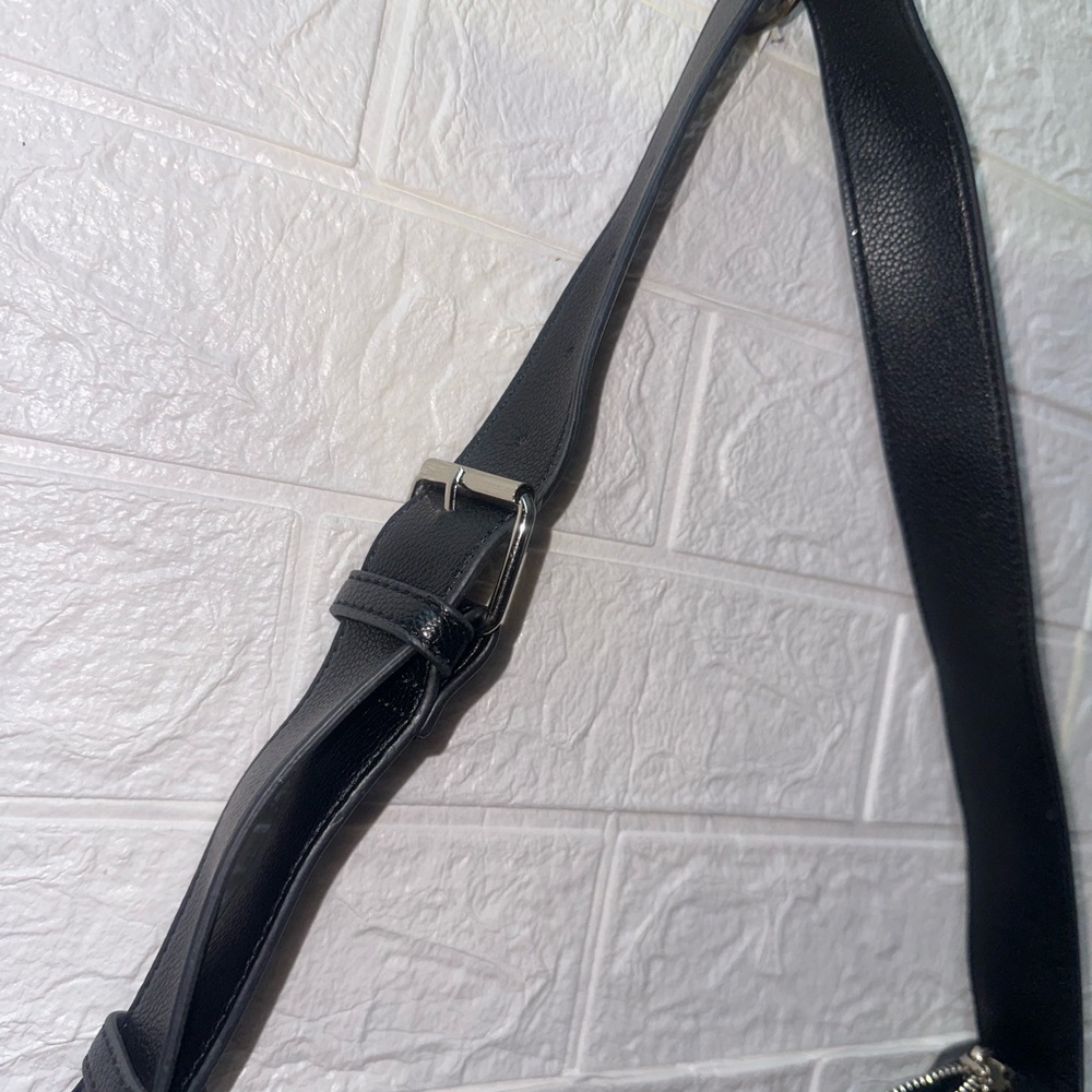 Steve Madden Dark Gray Black Polyvinyl SM Monogram Shoulder Hobo Bag - Picture 2 of 8